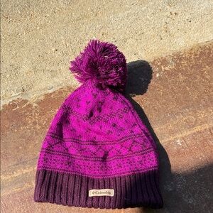 Columbia Kids' Magenta Knit Pom-Pom Hat